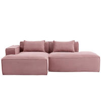 ECKSCHLAFSOFA L-/U-/2-er Sofa mit Schlaffunktion,Modulsofa,Cord,Rosa - Rosa, Textil (129/233cm) - LVHOM