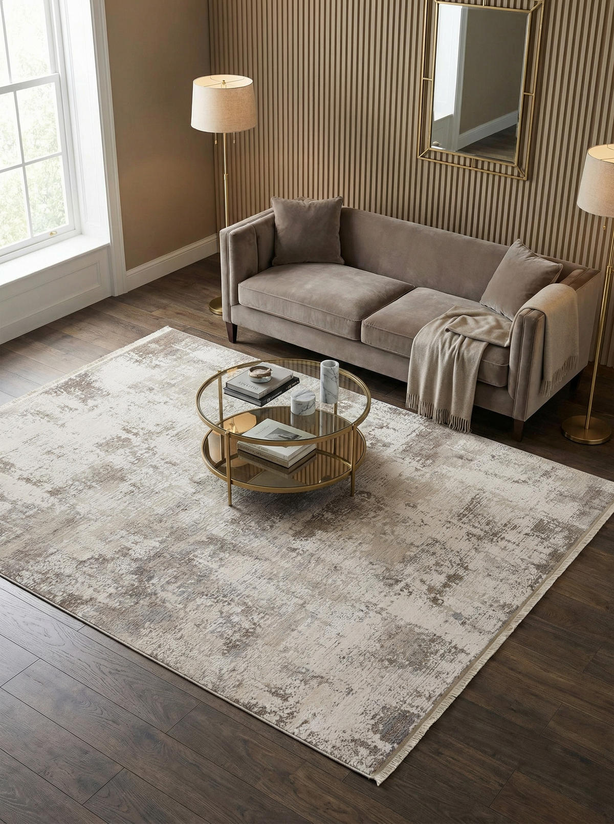 TEPPICH Velours abstrakt flauschig pflegeleicht SIENA-Arbia, Beige 200x300 cm - Beige, Textil (200/300cm) - KADIMA DESIGN