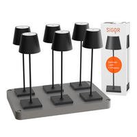 LED Akku-Tischlampe, Nuindie 3.0 6er-Set mit Ladestation, nachtschwarz - Schwarz, Metall (38/10/38cm) - Sigor