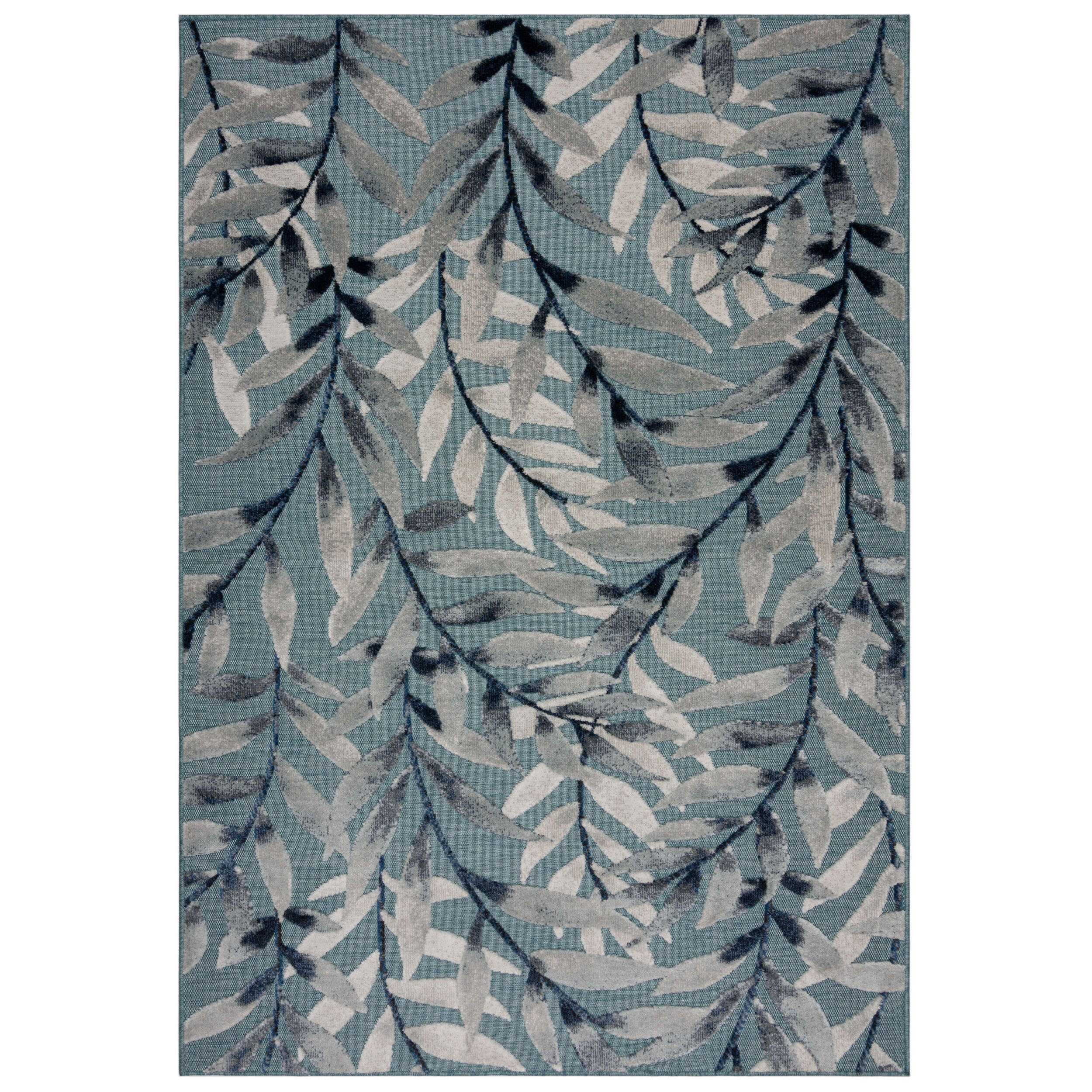 OUTDOOR-TEPPICH Tropisches-Blattmuster, schnelltrocknend, aqua LAGAN ERIC, Türkis 160x230 cm - Türkis, Textil (160/230cm) - KADIMA DESIGN