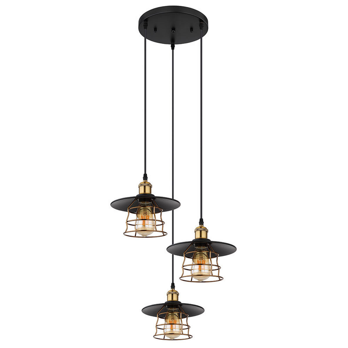 HÄNGELEUCHTE VIEJO Metall Schwarz Gitter - Schwarz, Metall (33/33/150cm) - Globo Lighting