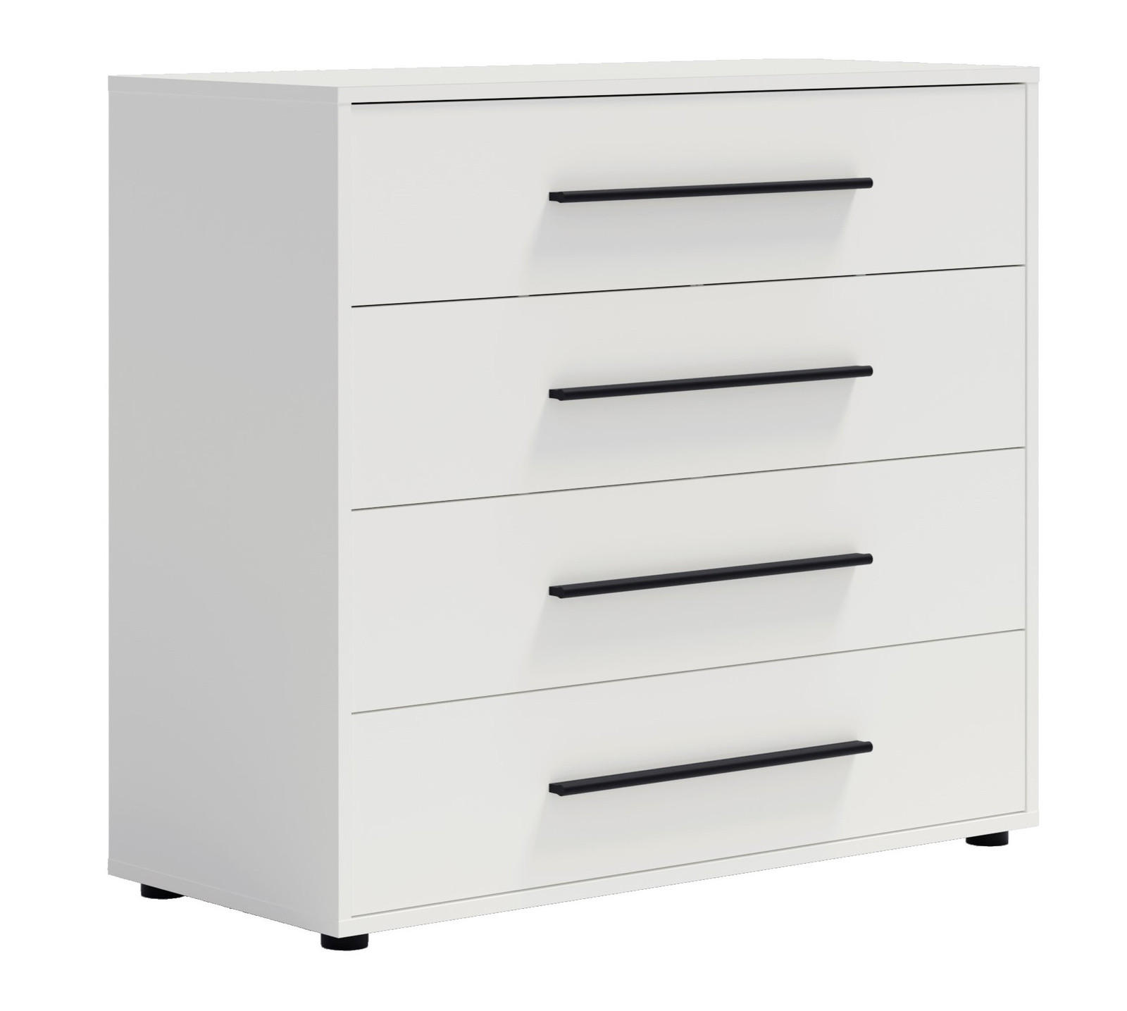KOMMODE Modena 100 cm in Weiß mit Schubladen - Schwarz/Weiß, Holzwerkstoff/Kunststoff (100/87/40cm) - Ravio