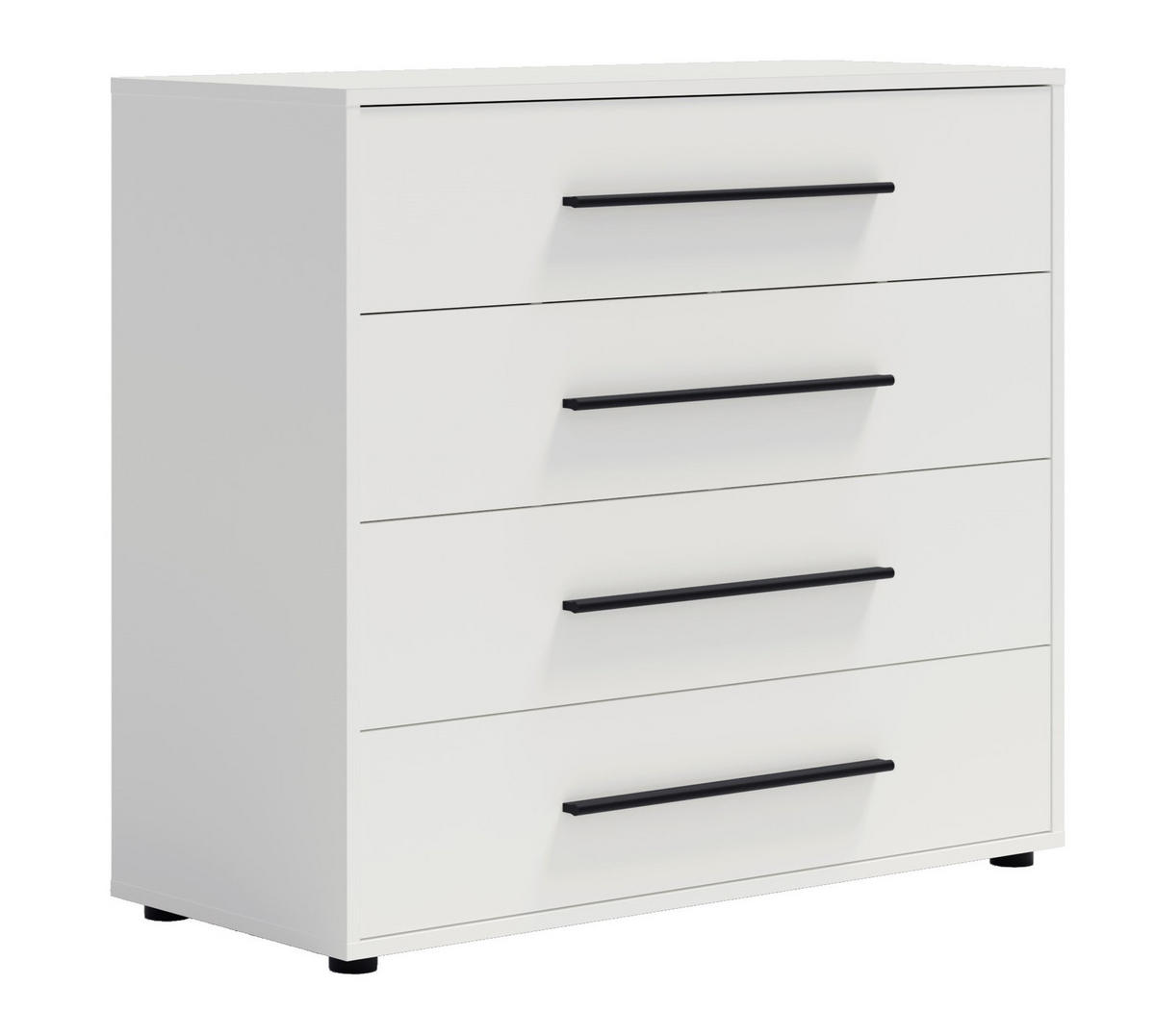 KOMMODE Modena 100 cm in Weiß mit Schubladen - Schwarz/Weiß, Holzwerkstoff/Kunststoff (100/87/40cm) - Ravio