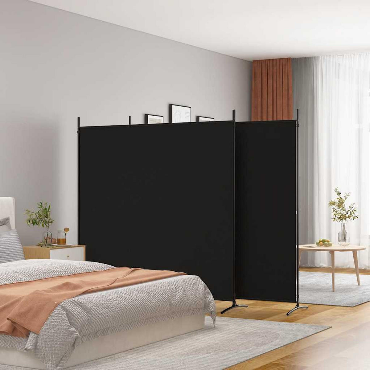 PARAVENT 3-teilig Schwarz 525/180 Cm Stoff - Schwarz, Textil (525/180/0.1cm) - vidaXL