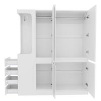 KLEIDERSCHRANK 140x40x170cm Schubladen Stauraum Weiß Links - Weiß, Holz (140/170/40cm) - FLIEKS