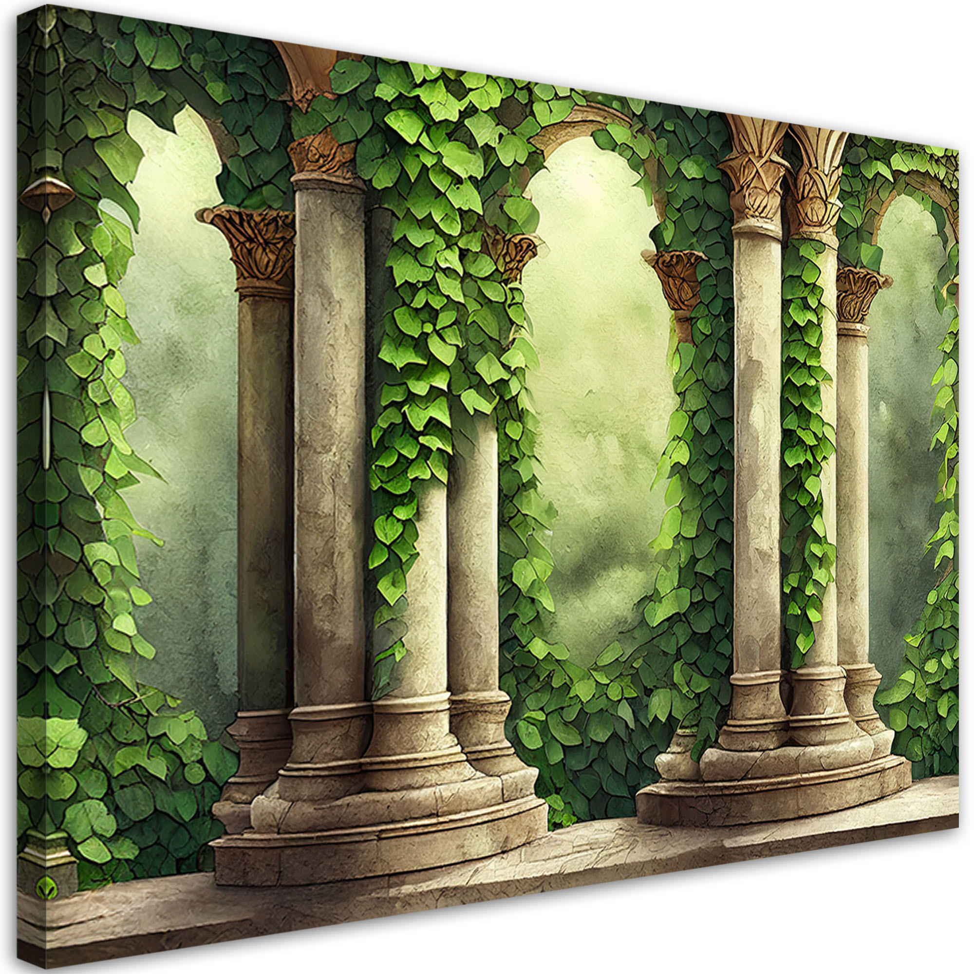 LEINWANDBILD Säulen und Blätter 100x70cm - Grün, Textil (100/70cm) - Feeby