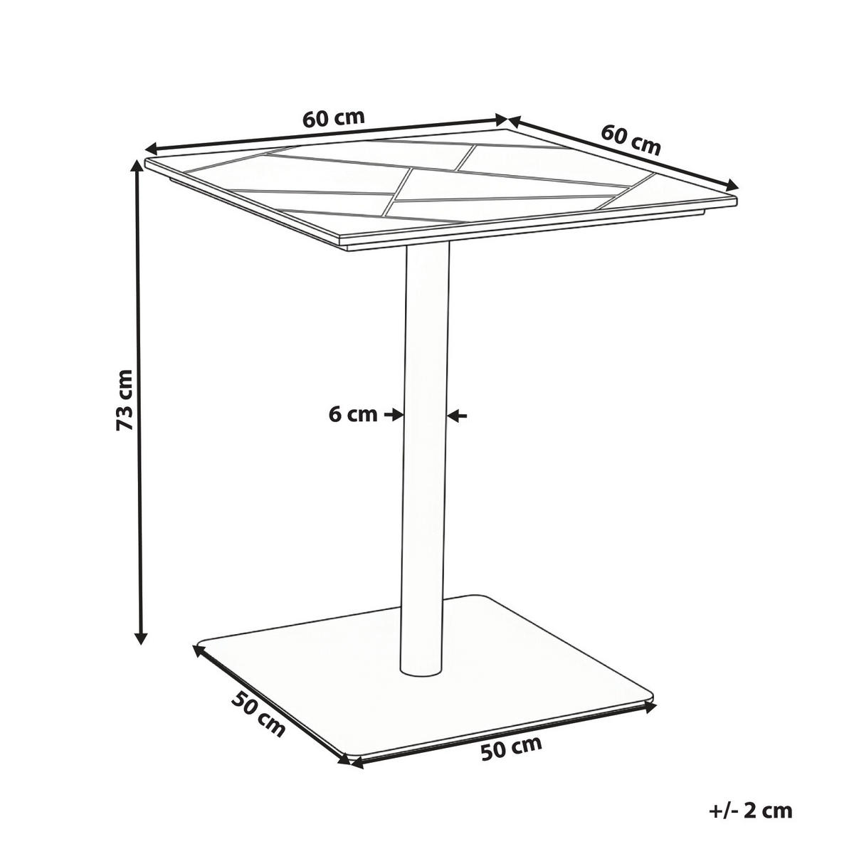 BISTROTISCH 60/60 cm Metall Schwarz Stintino - Schwarz/Braun, Metall (60/60/73cm) - Beliani