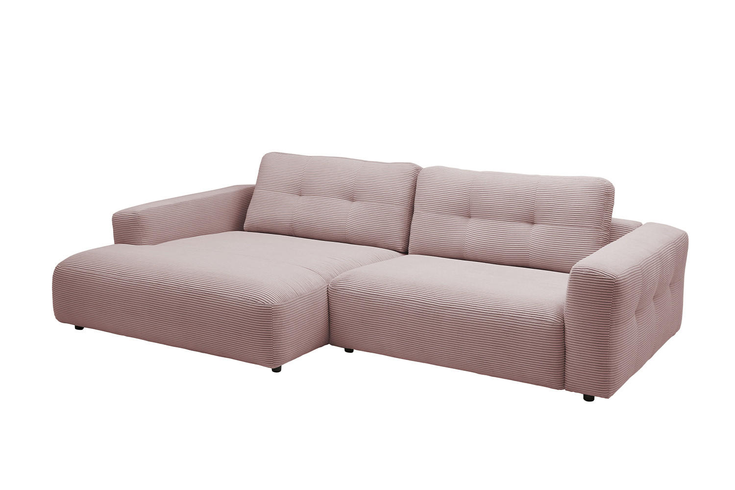 Thumbnail - Kawola Ecksofa, Pink, Schwarz, Textil, Echtholz, 3-Sitzer, Füllung: Kaltschaum, Ottomane links, L-Form, 276x167 cm, Wohn...