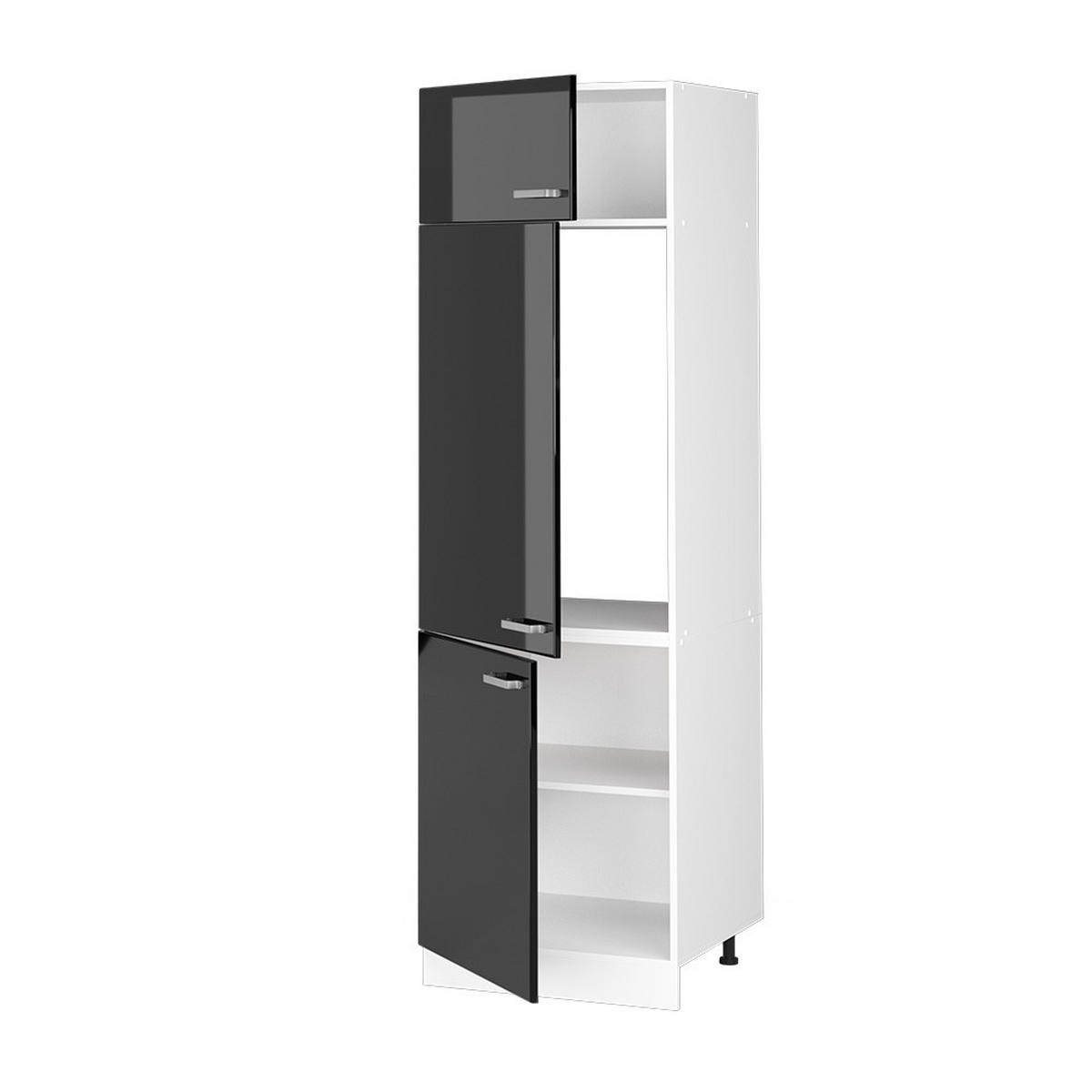 KÜHLUMBAUSCHRANK R-Line Schwarz Hochglanz 60 cm - Schwarz Hochglanz/Schwarz, Holzwerkstoff (60/206.8/57.2cm) - Vicco
