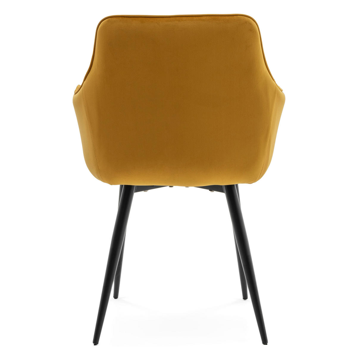 STUHL QUATTRO gepolstert mit Steppung - curry - Samt Velours - Currygelb/Schwarz, Textil/Metall (58/88/58cm) - NEW HOME