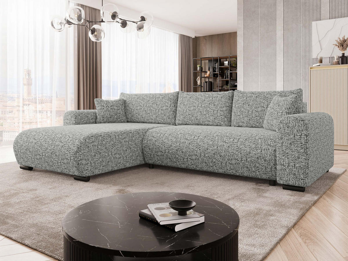 ECKSOFA Merkos - Chromfarben/Schwarz, Holz/Textil (285/188cm) - MIRJAN24