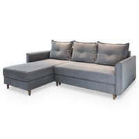 ECKSOFA PISAN L-S Hellgrau Plüsch-Stoff mit Schlaffunktion - Hellgrau, Holz (220/140cm) - MASSENO