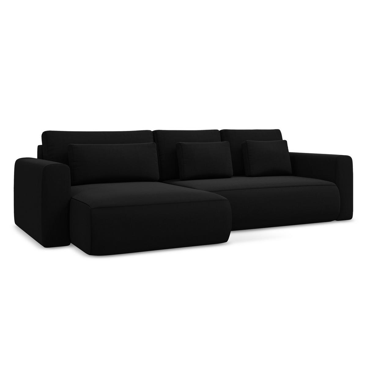 ECKSOFA mit Schlaffunktion Samt Stoff Schwarz - Schwarz, Kunststoff/Textil (149/278cm) - LaMiaSofa