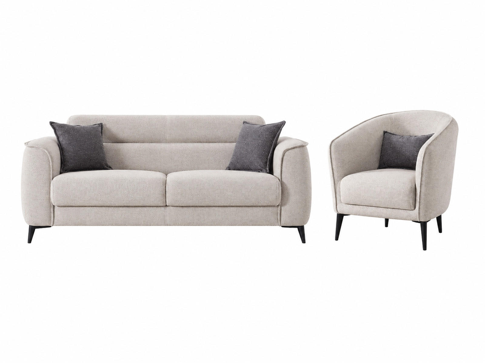 SITZGARNITUR Acapulco, Beige Stellvariante 2+1 - Beige, Holzwerkstoff/Kunststoff (174/87/98cm)