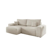 ECKSOFA MILKY 255/148 in Bouclé Creme links - Creme, Holz/Holzwerkstoff (255/148cm) - Deine Möbel 24