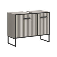 WASCHBECKENUNTERSCHRANK Bagno Bad in Kaschmir Nachbildung und schwarz B/H/T: 80x63x36 cm - Kaschmir, Holzwerkstoff (80/63/36cm)