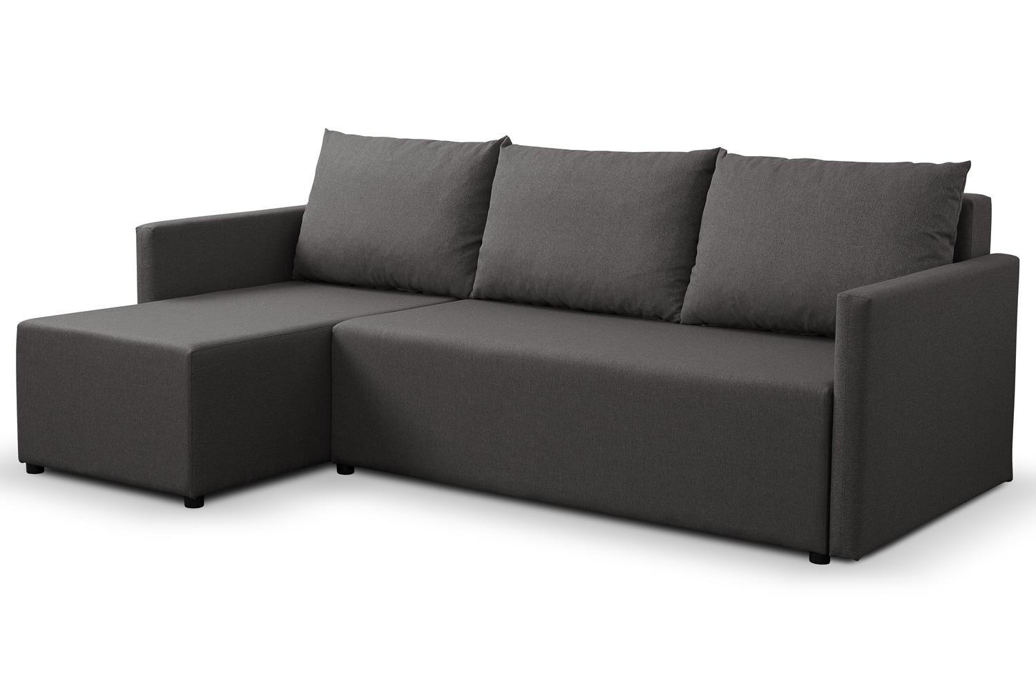 ECKSOFA Kriso Anthrazit, mit Schlaffunktion und Bettzeugstauraum - Anthrazit, Holzwerkstoff (217/138cm) - Bettso