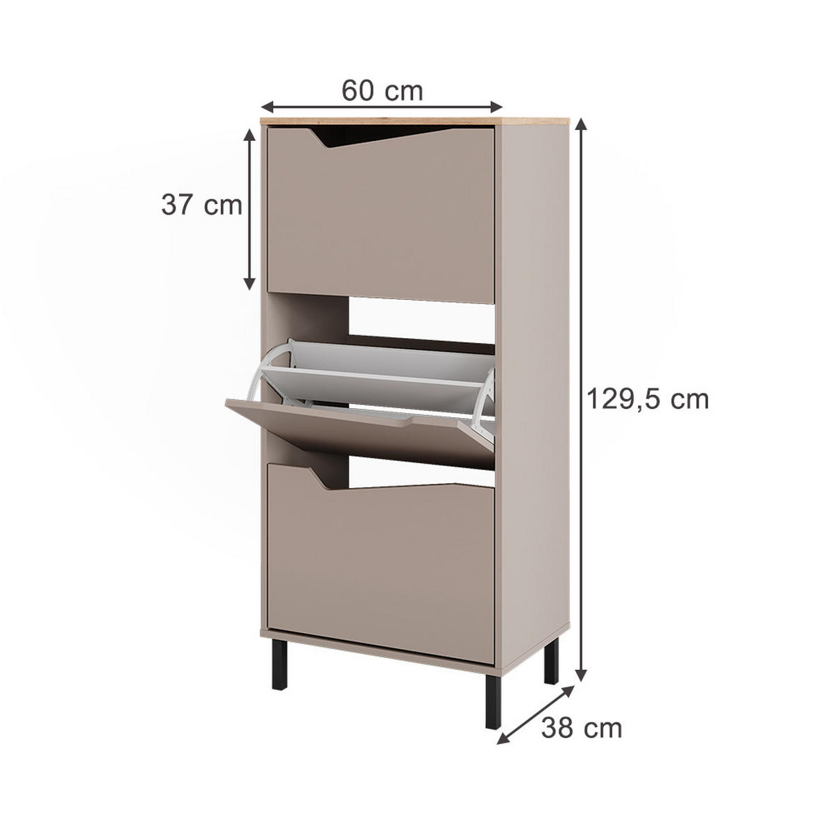 BOTNÍK NA BOTY Marelle Béžový dub/Artisan - světle šedá/šedobéžová, kompozitní dřevo (60/129.5/38cm) - Vicco