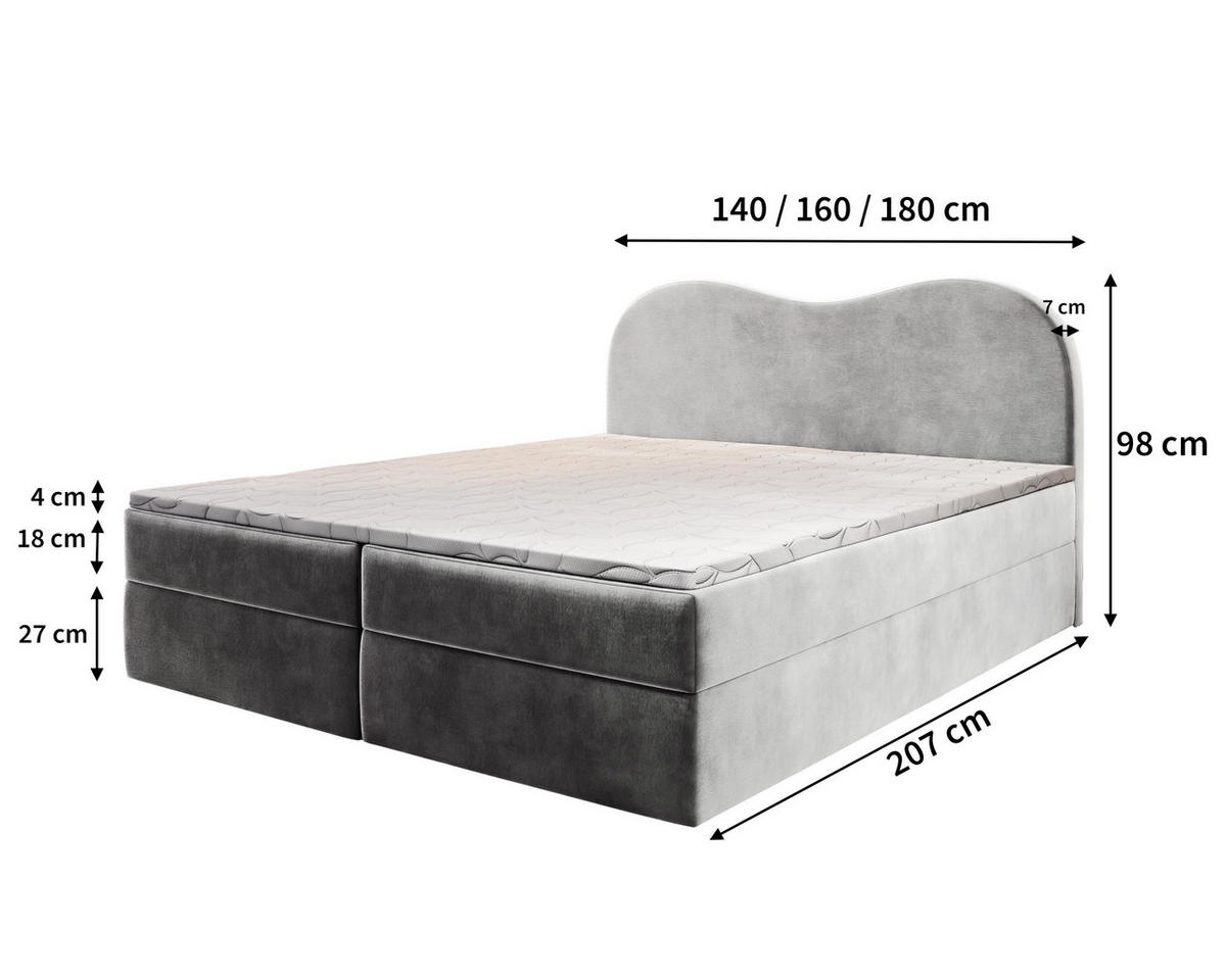 BOXBETT FLUVIA M 140x200 cm mit Matratze und Topper - Lila - Lila, Holz (140/200cm) - MASSENO