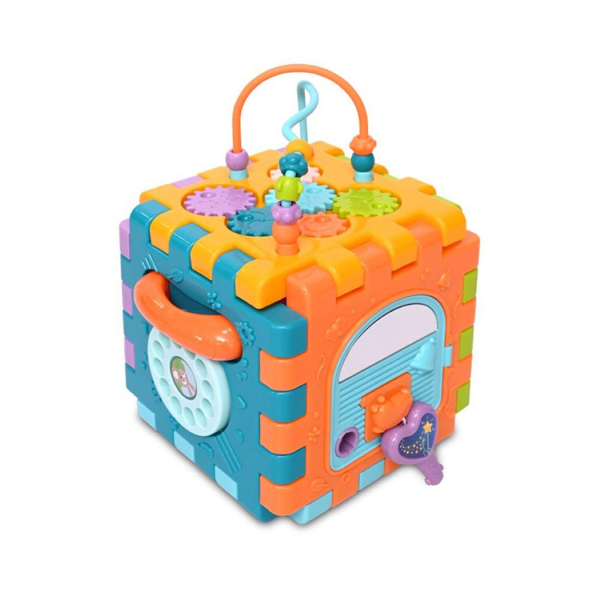 SORTIERSPIEL Steckspielwürfel 6 Face bunt 10 Teile, Melodien, Activity-Cube, Motorikspielzeug, ab 18 Monate - Multicolor, Kunststoff (18/26/18cm) - Lorelli