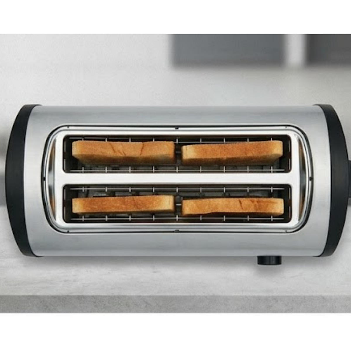 TOASTER TA0080 Edelstahl Silber 2 Scheiben mit Brötchenaufsatz - Silberfarben, Metall (25/18/15cm) - Mia