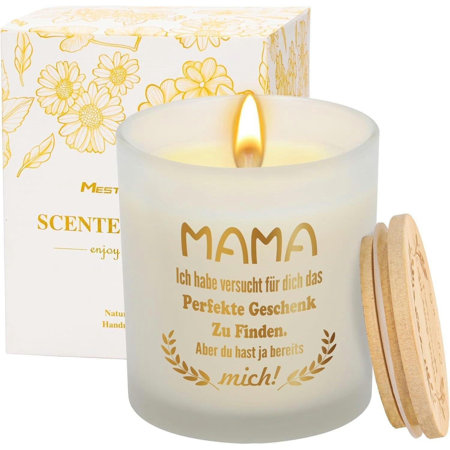 DUFTKERZE Lavendel im Glas Geschenkset 50 Stunden Brenndauer - Weiß, Paraffin (9cm)