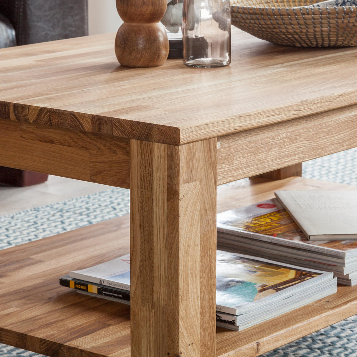 COUCHTISCH - Eiche massiv - Eichefarben, Holz (60/100/45cm) - home24
