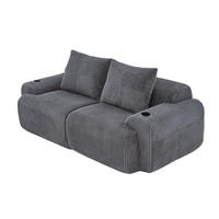 2-SITZER-SOFA 200/99/80 cm in Dunkelgrau mit Cordbezug und Cupholder - Dunkelgrau, Textil (99/80/200cm) - Flora Grace