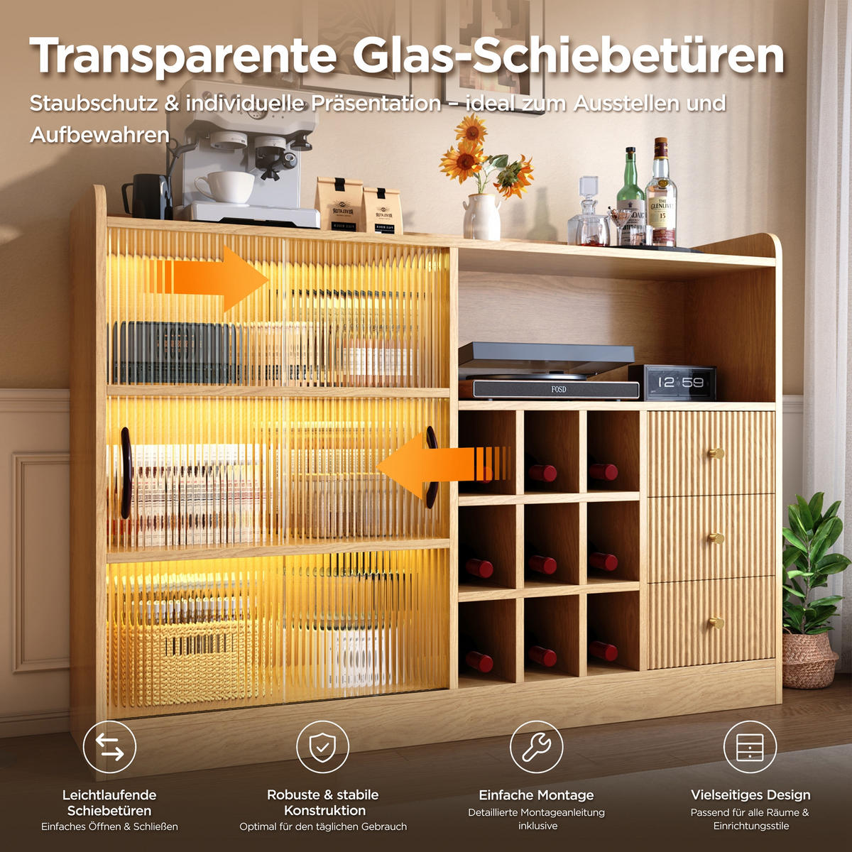 GESCHIRRSCHRANK Naturfarben 120/30/85 - Naturfarben, Holzwerkstoff (120/85/30cm)