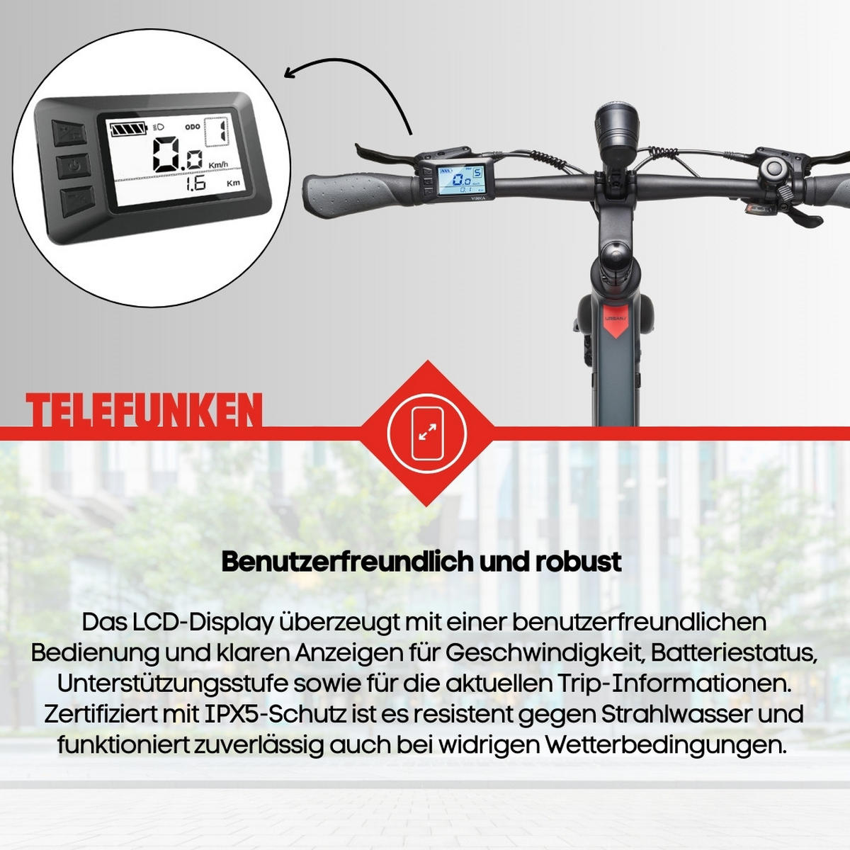 E-BIKE Urban UH210 Elektrofahrrad 28 Zoll Pedelec 417,6 Wh Hinterradmotor 7-Gang Kettenschaltung, leicht - Grau, Metall (111cm) - Telefunken