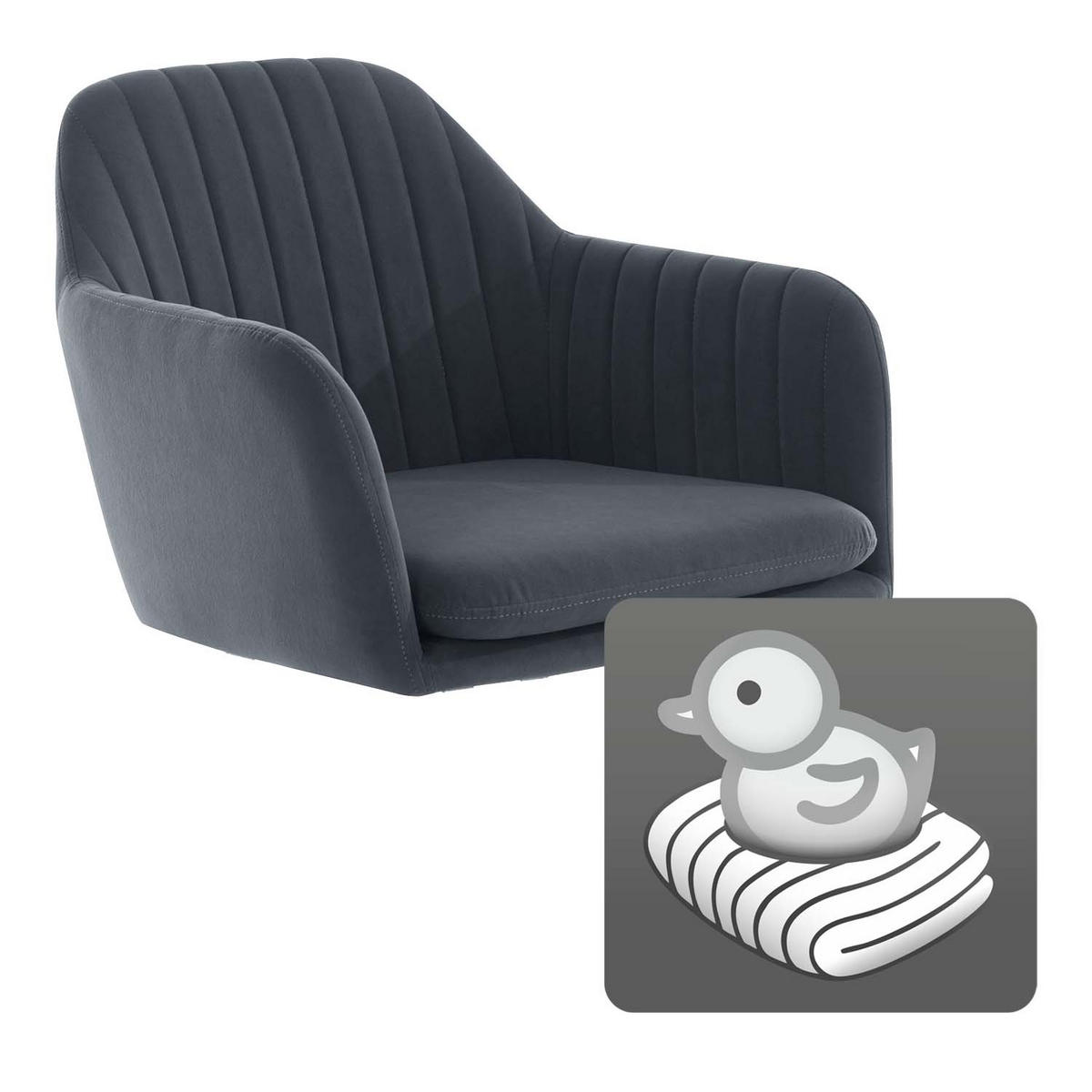 SESSELSTUHL Lia - Samtvelour Grau - Schwarz/Grau, Textil/Metall (56/80/62cm) - Möbel Stellbrink