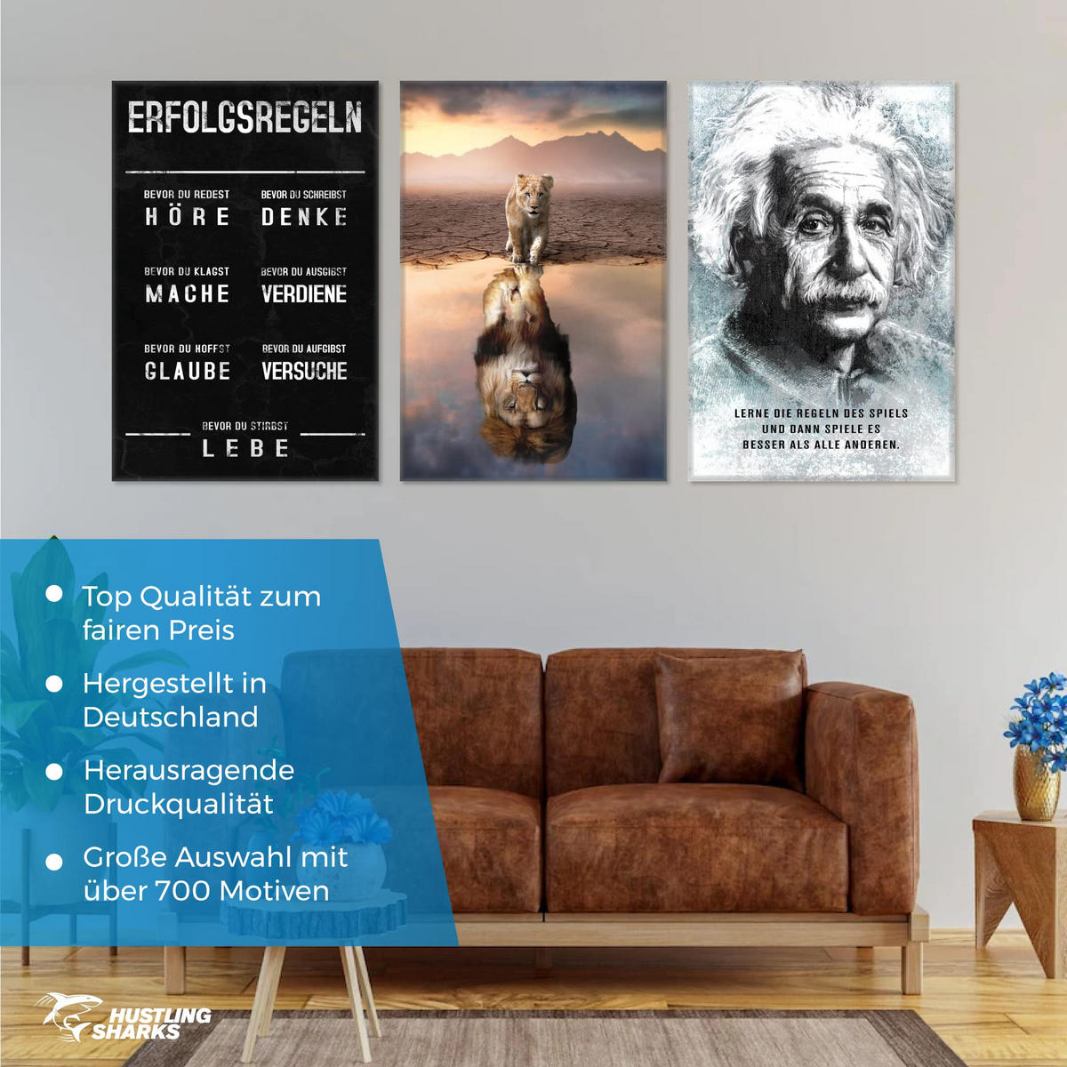 WANDBILD XXL SPIEL UM ZU GEWINNEN! - 80 x 120cm - Weiß, Textil (80/120cm) - Hustling Sharks