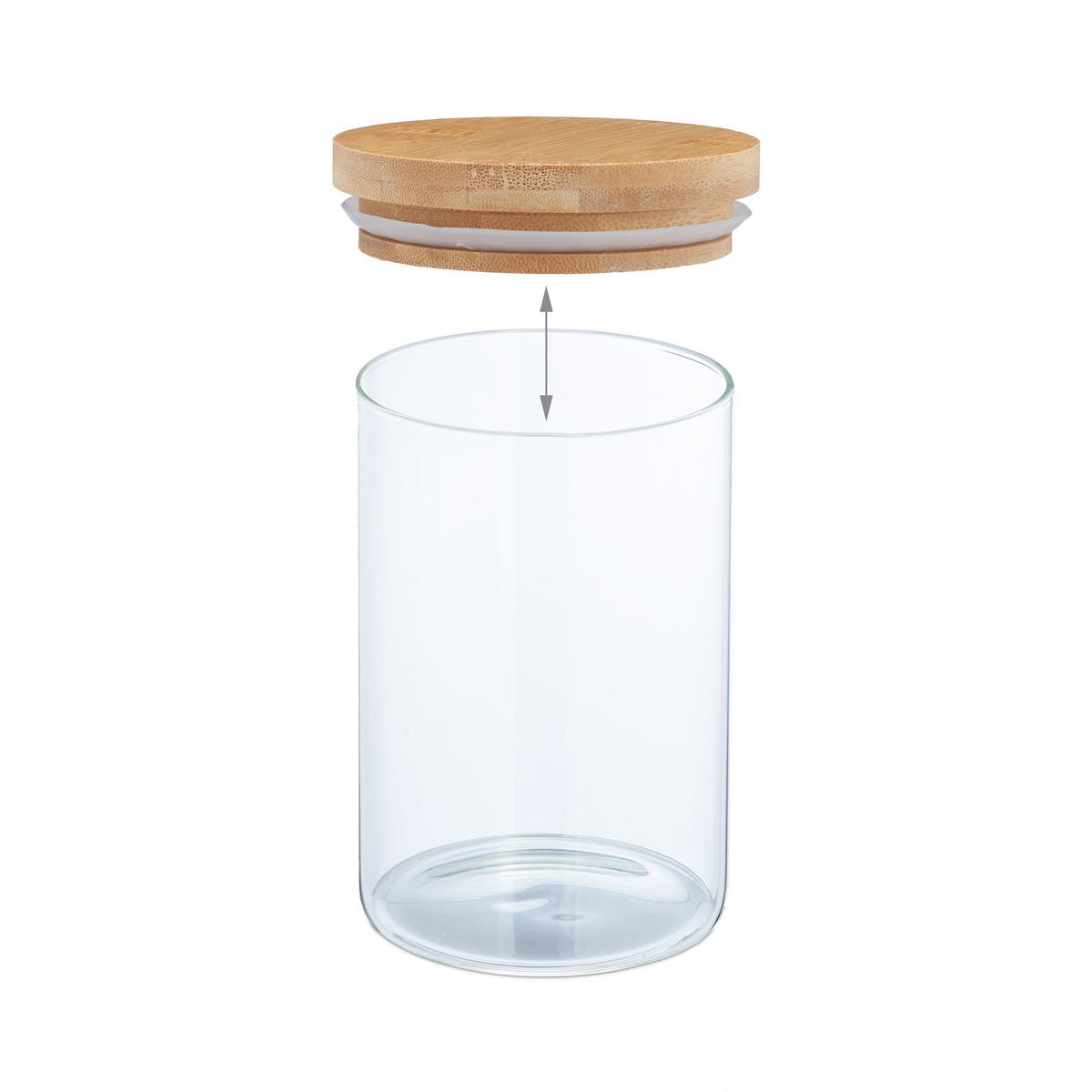 3XVORRATSGLAS - Transparent, Glas/Holz (10/15/10cm) - Relaxdays