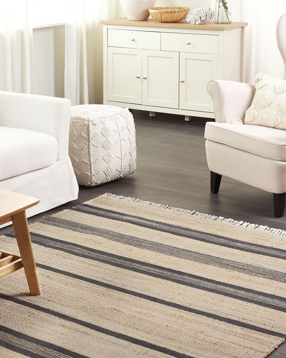 TEPPICH geflochten Talpur 230/160 cm - Beige, Naturmaterialen (160/230cm) - Beliani
