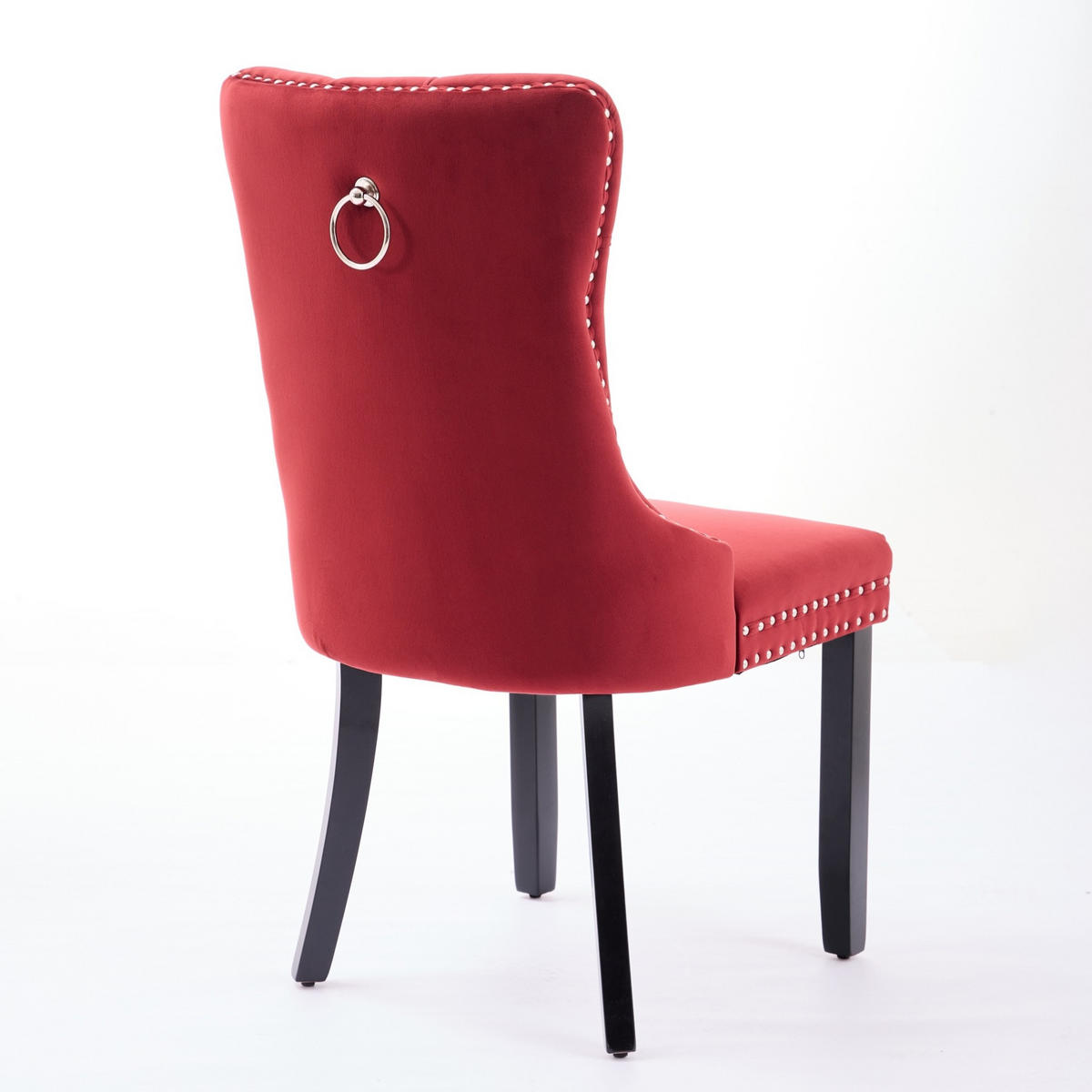 ESSZIMMERSTUHL mit hoher Rückenlehne 2er-Set Samt Wine Red - Rot, Metall (50/95/65cm) - Meubliv