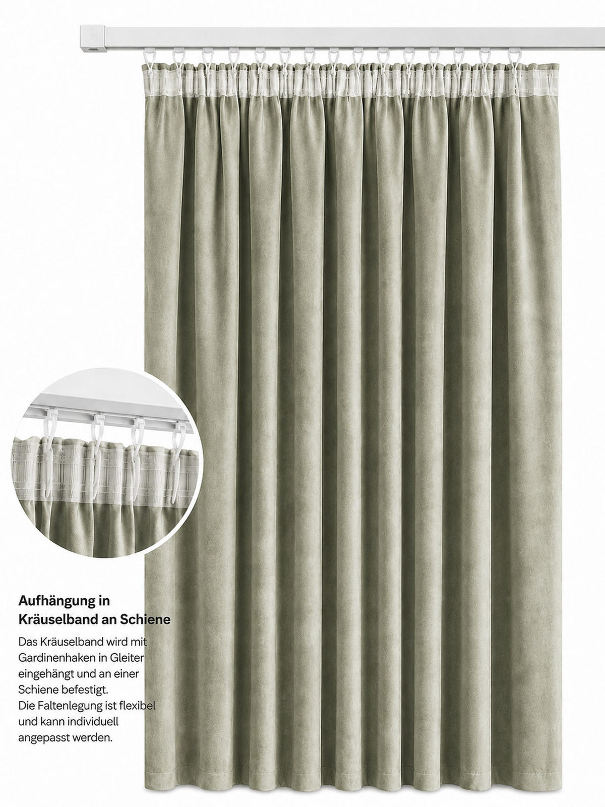 VORHANG Kräuselband Samt 140/145 cm Sand Beige - Naturfarben, Textil (140/145cm) - TiborTex
