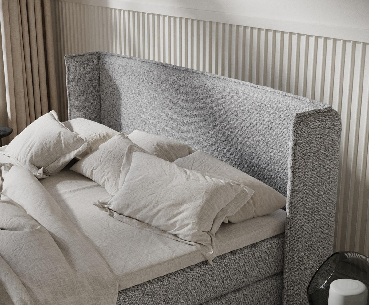 BOXSPRINGBETT Carizzo Grau 180/200 cm mit Matratze und Topper - Schwarz/Grau, Holz/Holzwerkstoff (180/200cm) - Maison de Reve