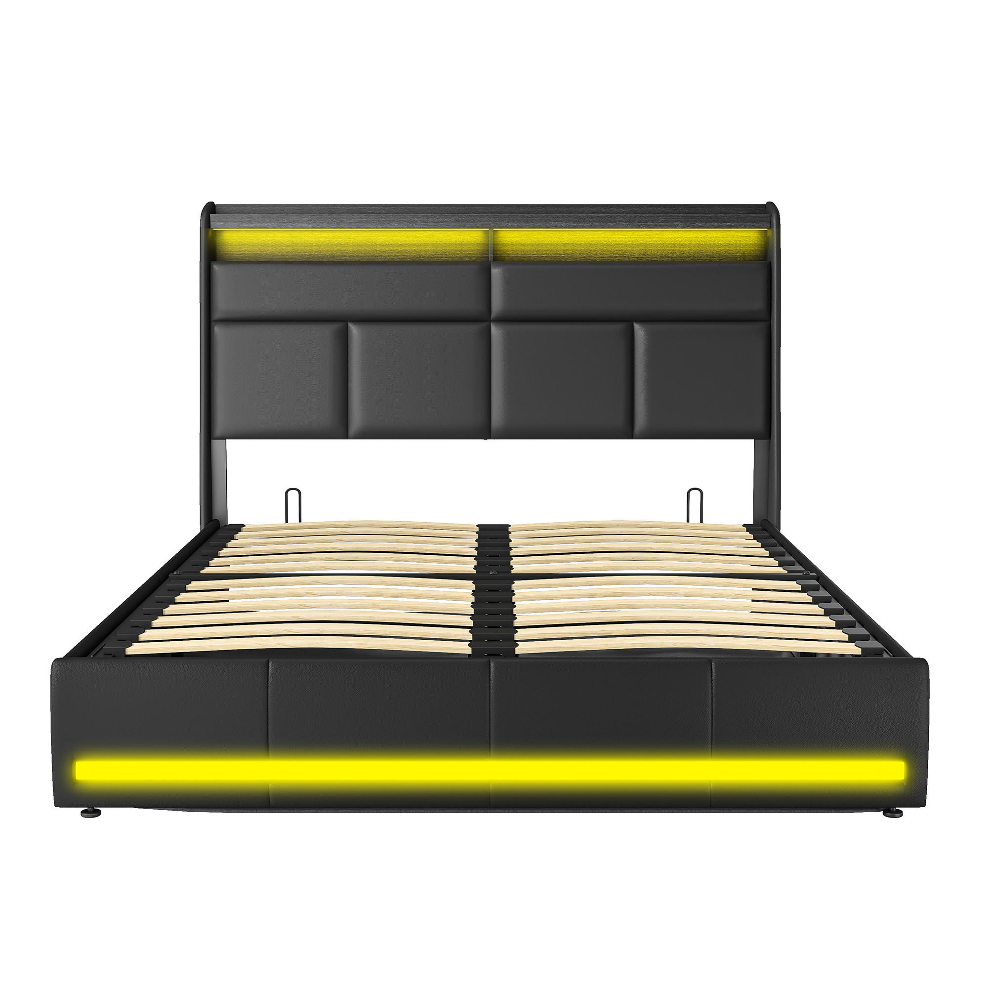 SHOPENTRA ČALOUNĚNÁ postel 160/200 cm černá s boxem a USB porty