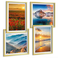 BILDER SET 4er Set - 50x50 cm & 40x60 cm Goldrahmen - Landschaften aus Bergen und Meeren im Westen - Goldfarben, Kunststoff (50/50cm) - TULUP