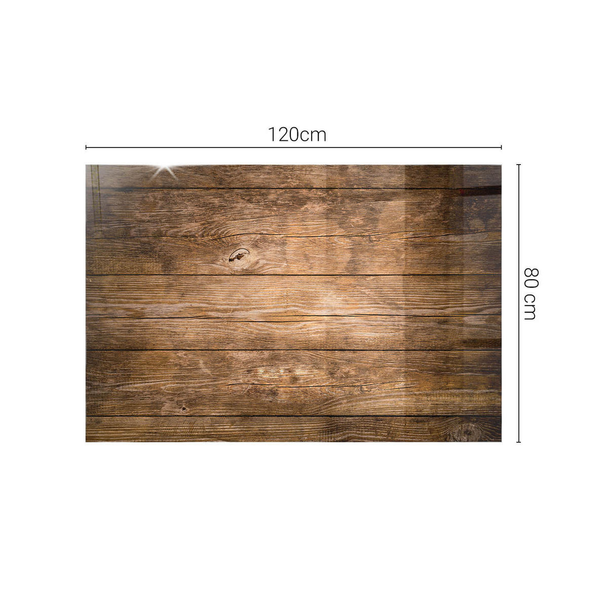 TISCHPLATTE 120x80 cm Holzstruktur Bretterdesign - Dunkelbraun, Glas (120/80/0.4cm) - TULUP