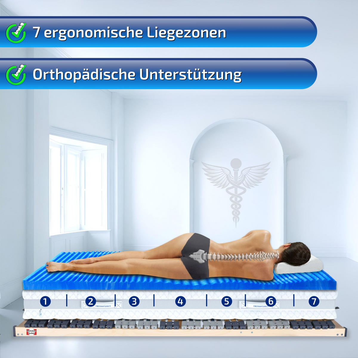 GEL-TOPPER Terramed Gel Komfort 140x200 8cm Hoch - Weiß, Textil (140/200cm) - Matratzen Perfekt