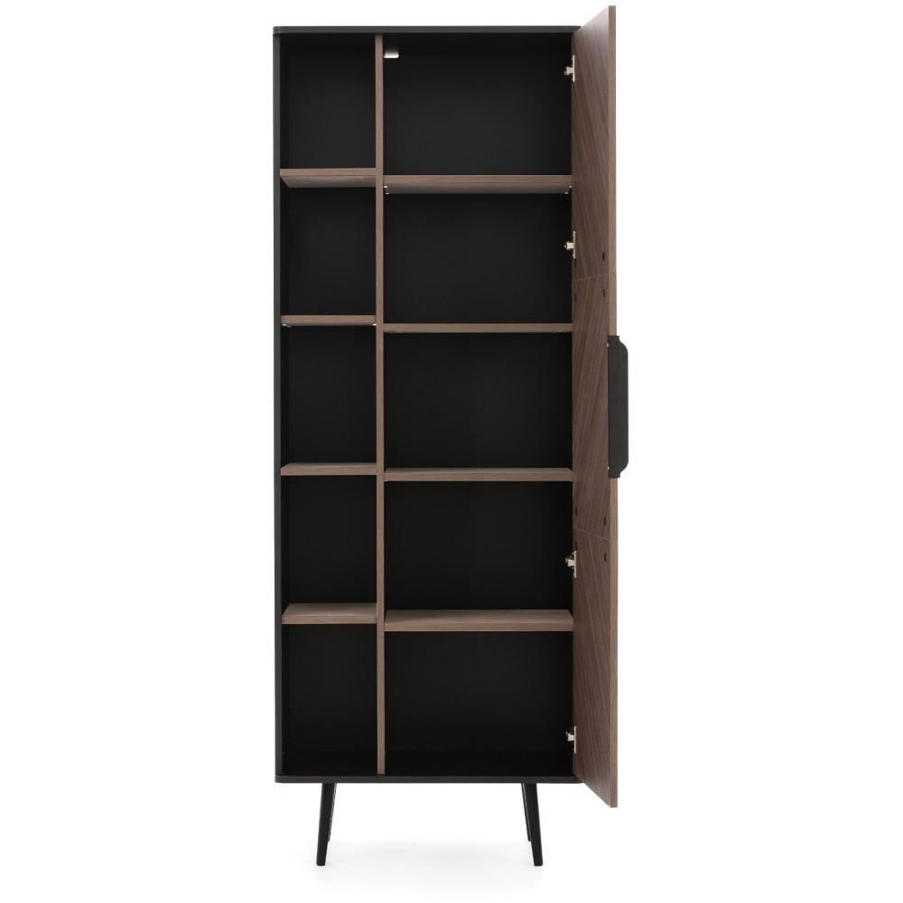 BÜCHERREGAL Parini mit 1 Tür und 8 Einlegeboden, Graphitschwarz/Captains Deck - Eichefarben, Holzwerkstoff/Metall (70/190/41cm) - Beautysofa