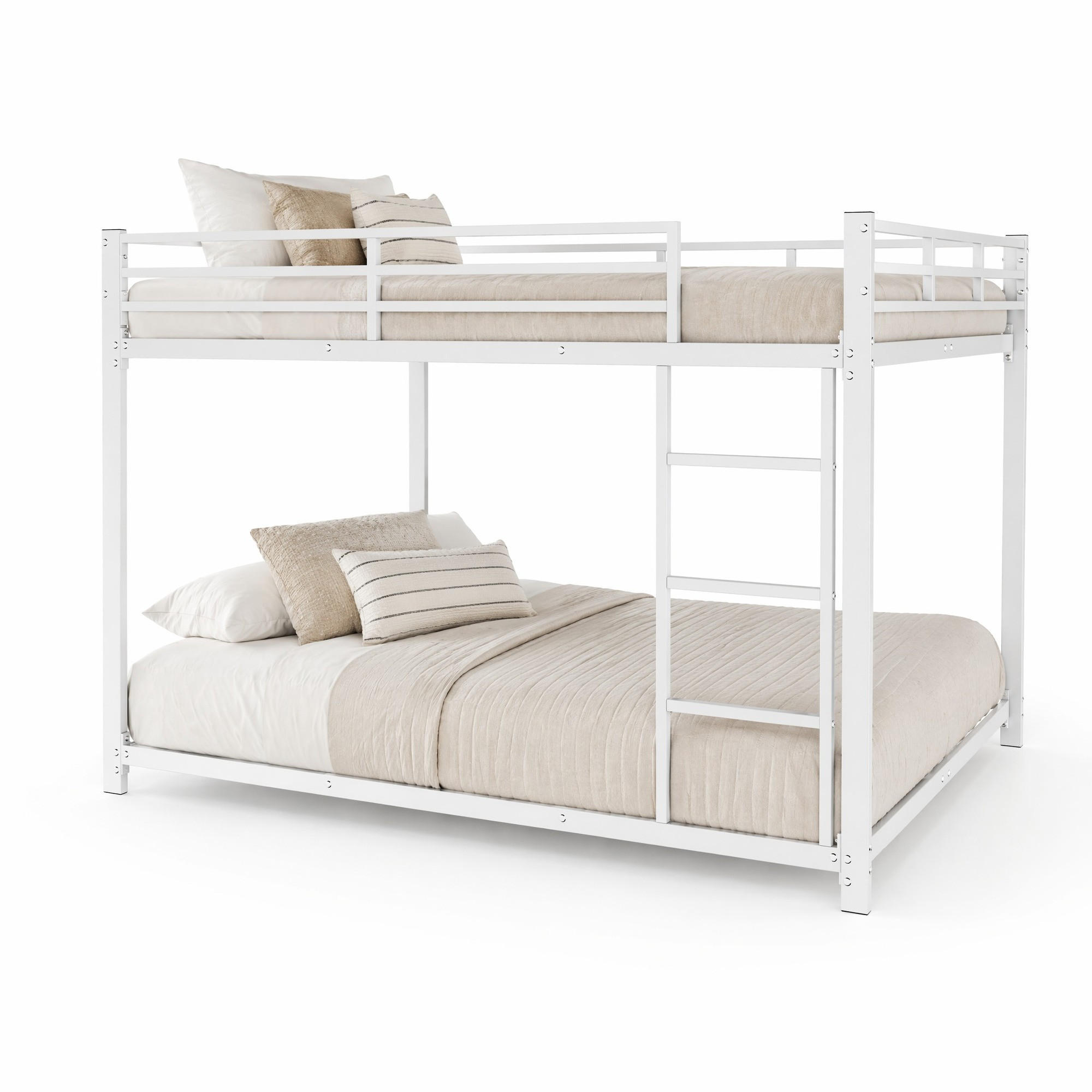 ETAGENBETT 140/200 cm & 140/200 cm in Weiß mit Sicherheitsleisten - Weiß, Metall (140/200cm) - CHICFURN