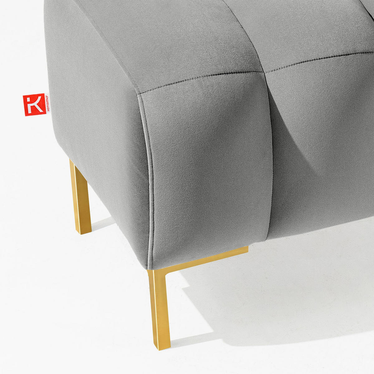 SITZHOCKER Polsterhocker PECCO, Veloursstoff - Goldfarben/Hellgrau, Holz/Textil (60/50/50cm) - KONSIMO®