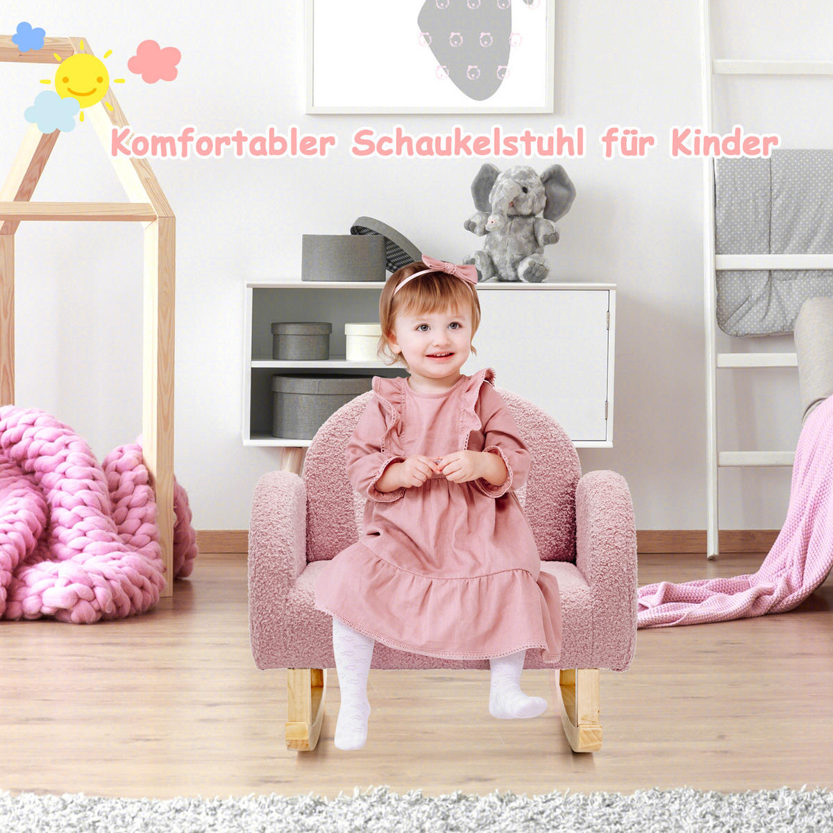 KINDERSOFA 51cm Pink - Pink, Holz (50/51/51cm) - COSTWAY