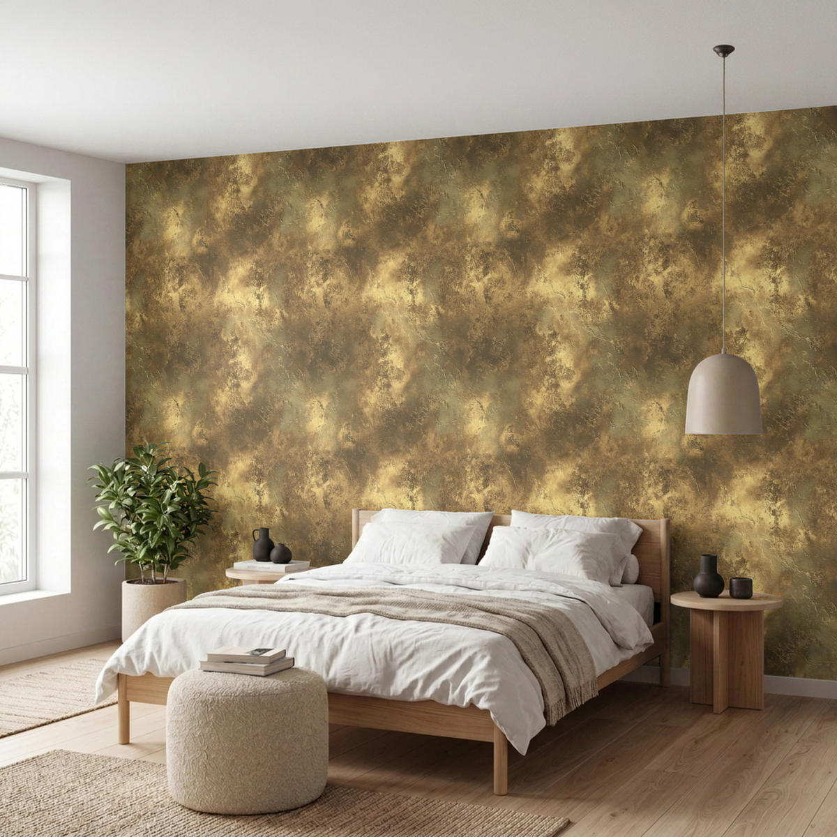 TAPETE - Antik - Metallic-Look - Gold - 450x220 cm - Messingfarben, Papier (450/220cm) - OnlyWow