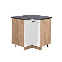 ECKUNTERSCHRANK Fame-Line Weiß Hochglanz 80.5 cm, AP Anthrazit - Honigeiche/Weiß Hochglanz, Holzwerkstoff (80.5/82/60cm) - Vicco