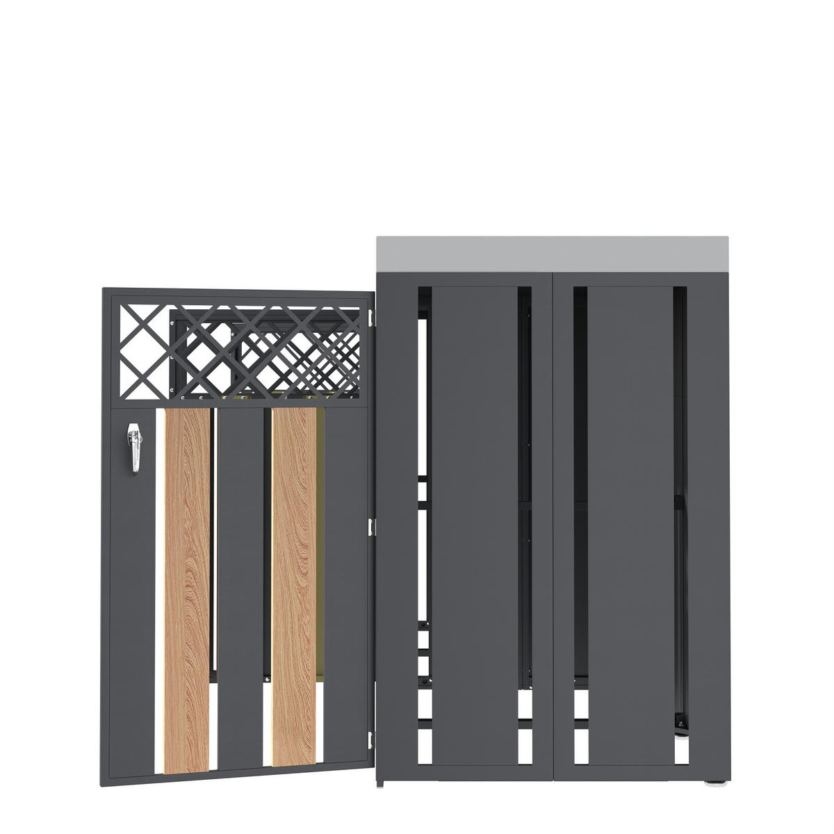 MÜLLTONNENBOX 4 Türen abschließbar Pflanzdach Belüftung - Multicolor, Metall (160/163/264cm) - FLIEKS