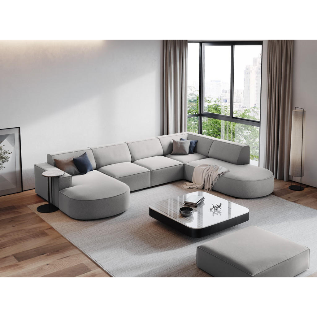 Thumbnail - Micadoni Pouf, Hellgrau, Textil, 80x40x102 cm, Hergestellt in Europa, Wohnzimmer, Hocker, Poufs