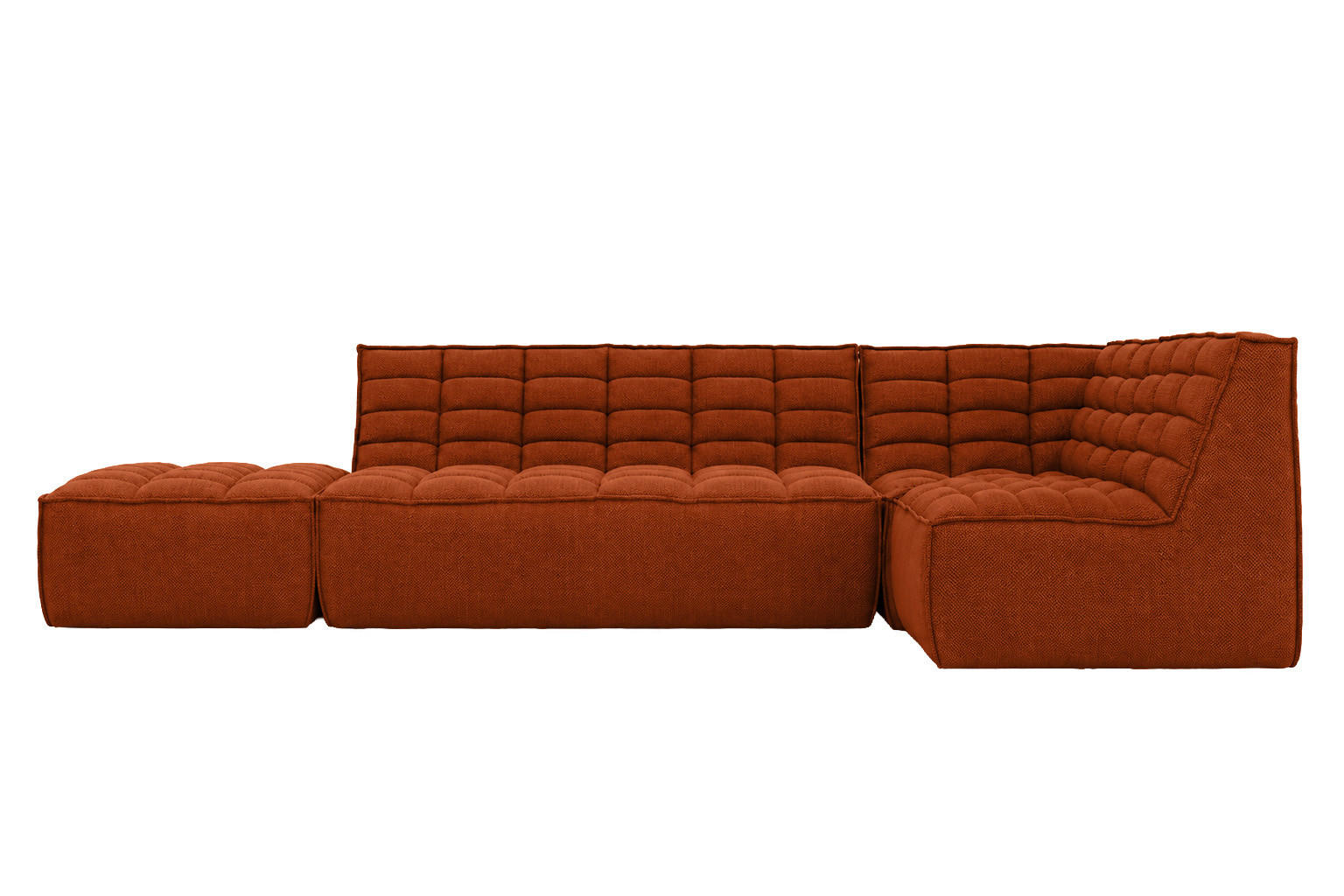 ECKSOFA Modulare L-Form Mit Hocker, Plüschstoff Pop, Kupfer, Rechts, LAZY L Mit Hocker - Kupferfarben, Holz (333/173cm) - Kaiser Möbel